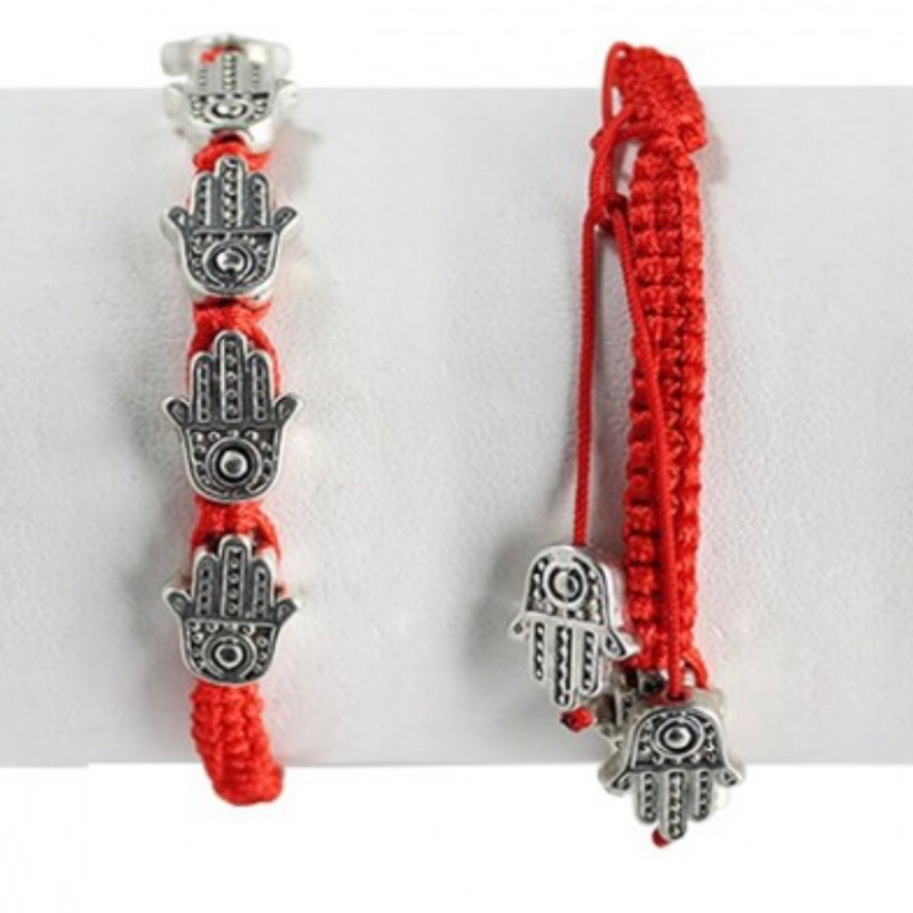 2pcs Adjustable Red Kabbalah Hamsa String Bracelet